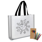 Reflective Non-Woven Coloring Tote Bag With Crayons